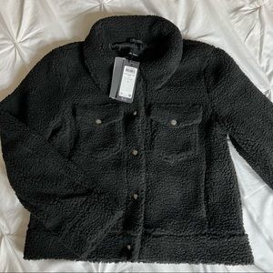 NEW Vero Moda Black Shacket Vimbette Shearling Black Teddy Jacket in Faux Fur